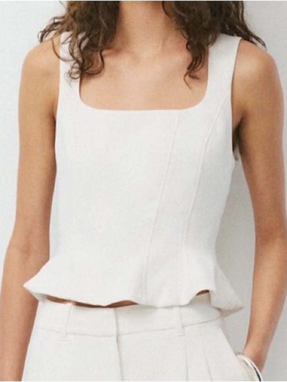 Wilfred Aritzia Rhodora Bustier XL White Birch Squareneck Peplum Top